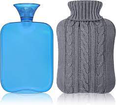 Photo 1 of All one tech Transparent Classic Rubber Hot Water Bottle with Knit Cover - Blue
