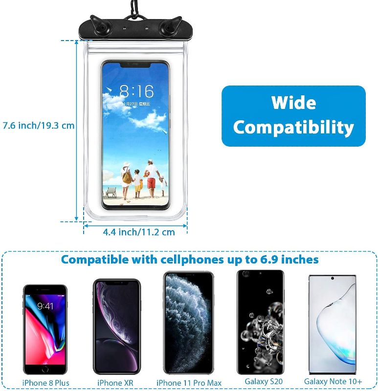 Photo 2 of 2 Pieces Waterproof Dry Bag and 2 Pcs Waterproof Cell Phone Bag Screen Touchable Dry Bag for Outdoor Water Sports, Boating, Hiking, Kayaking, Fishing
