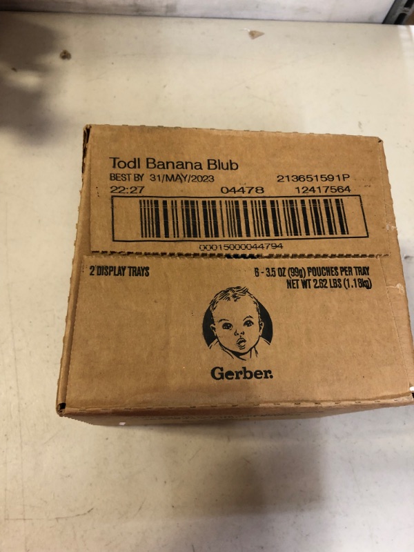 Photo 1 of Gerber 3rd Foods Toddler Food Banana Blueberry, 3.5 oz, Pouch (Pack of 12)  -- Factory Sealed  , BB 05/31/2023 --