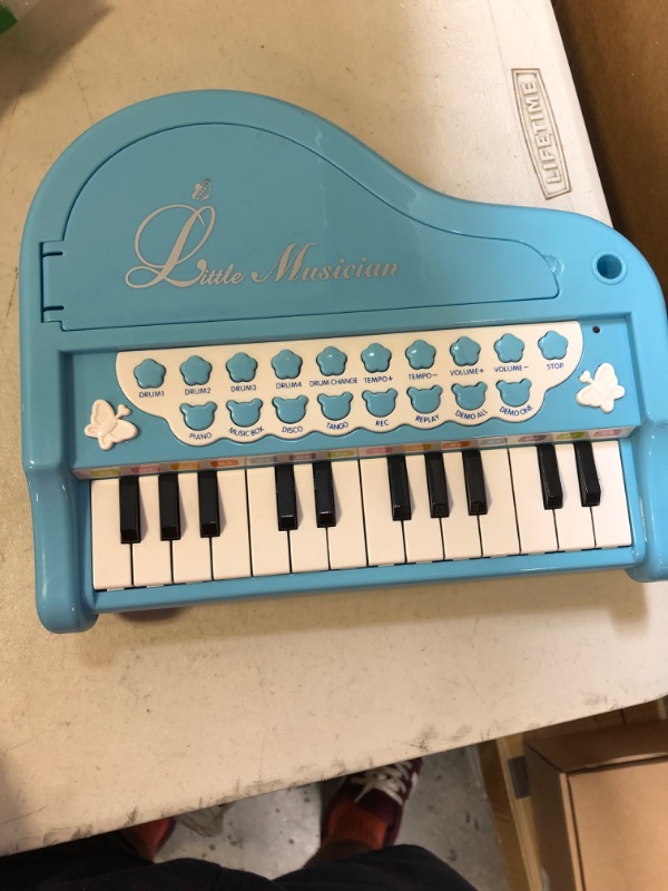 Photo 1 of  Baby Piano Keyboard Toy for Toddler Girls Boys First Birthday Gift, 24 Keys Multifunctional Music & Sound Kids Piano Set for 3 4 Years Old Children (Blue)
