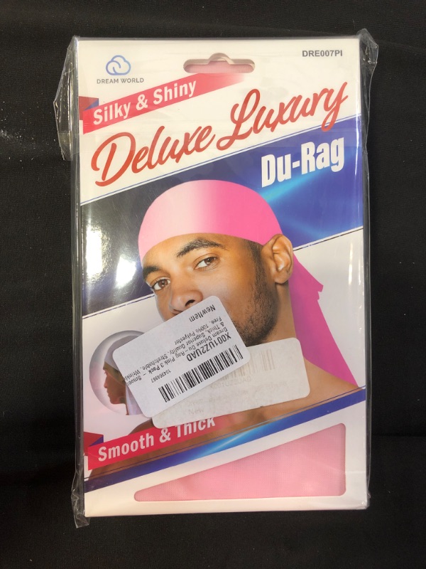 Photo 2 of 3-Pack Dream Deluxe Luxury Silky Shiny Durag Wave Builder Smooth Thick Du Rag Hot Pink