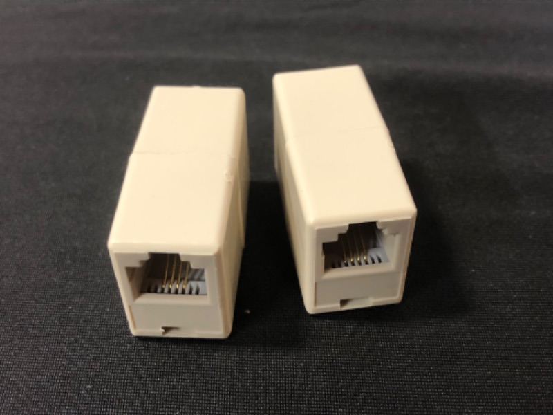 Photo 2 of 4 pack of 2 pieces Female/Female Straight-Through Modular Inline Coupler; White (telephone cable)