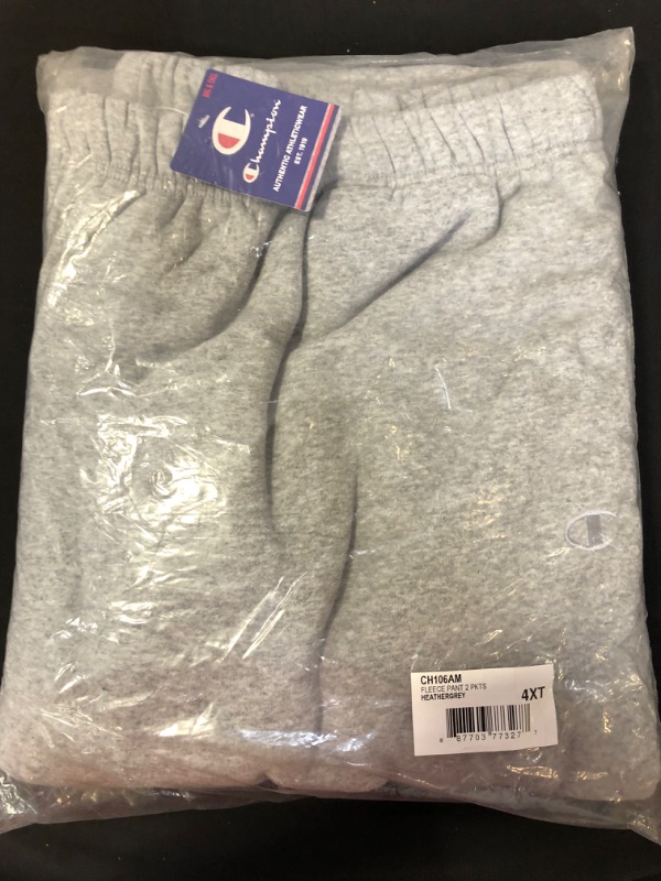 Photo 2 of Champion Men's Big-Tall Fleece Pant, Grey Heather, 4X/Tall (Sealed)