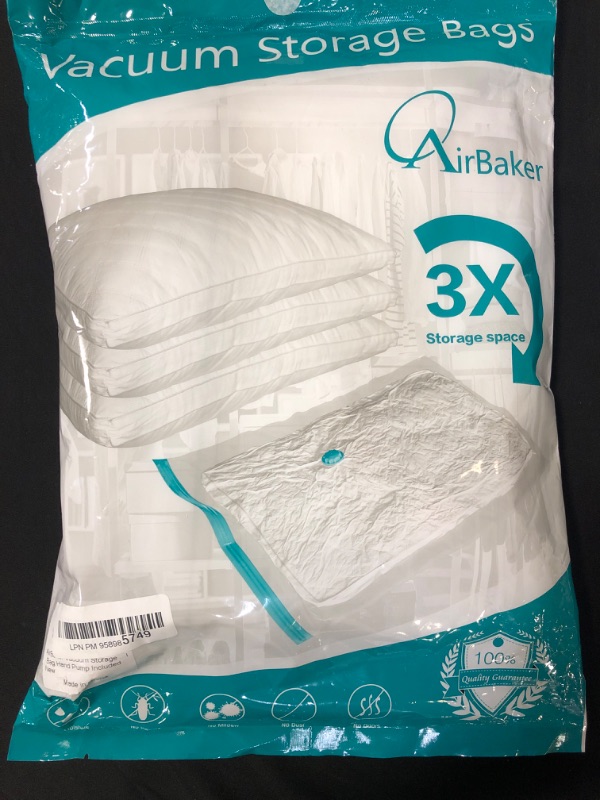 Photo 2 of AirBaker Vacuum Storage Bags, Space Saver Bags 8 pcs (3 x Jumbo, 2 x Large, 3 x Medium) for Comforters Blankets Clothes Pillows Travel Vacuum Storage Seal Bags Hand Pump Included