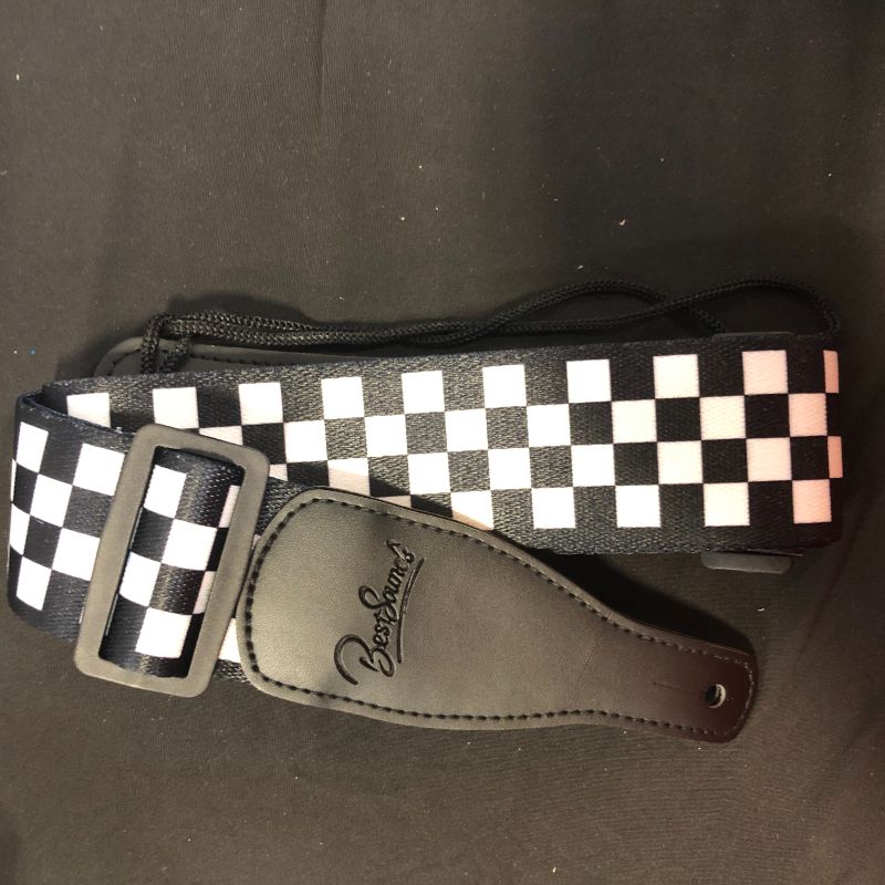 Photo 3 of BestSounds Checkered Guitar Strap and Genuine Leather Ends Guitar Shoulder Strap