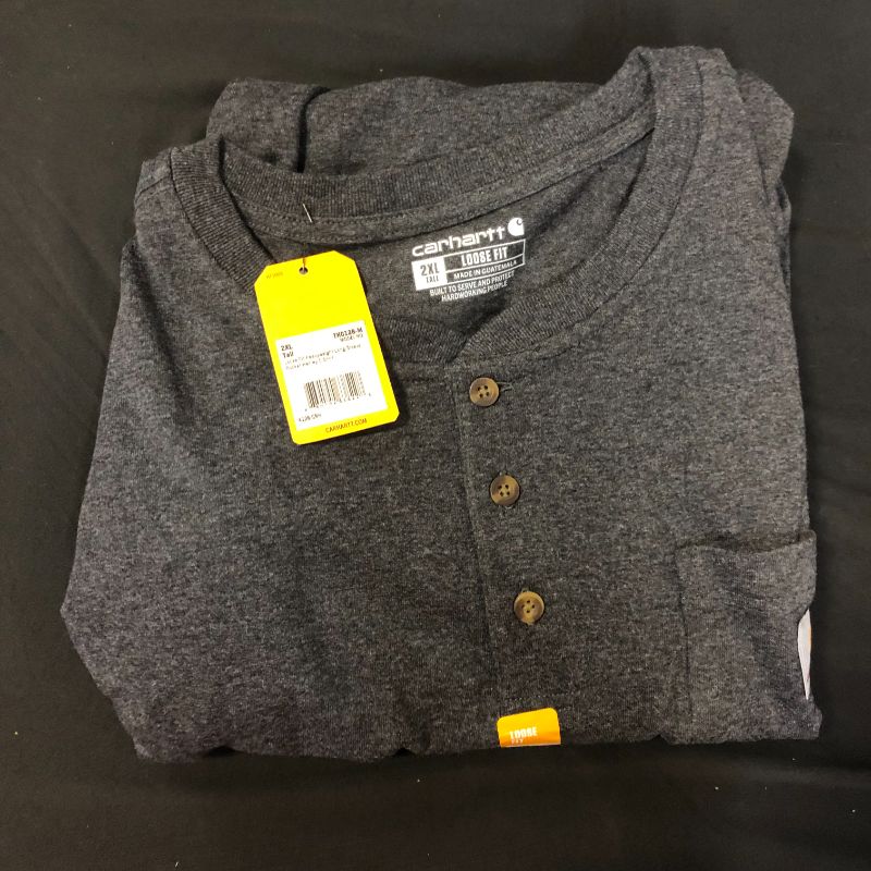 Photo 2 of 2XL Carhartt Men's Loose Fit Heavyweight Long-Sleeve Pocket Henley T-Shirt (Big and Tall)