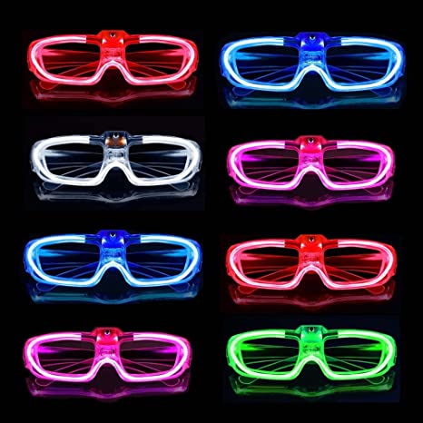 Photo 1 of 25 Packs LED Glasses Party Favors 5 Neon Colors Glow in the dark,3 Light Modes Light up Glasses Toys Party Supplies for kids Adults Glow Glasses Fit Holiday Birthday Valentine's Day and Halloween Cosplay