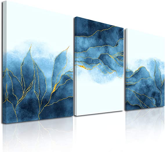 Photo 1 of Abstract Canvas Wall Art For Living Room Bedroom Decoration Office Wall Painting,Bathroom Wall Decor Gray Blue Canvas Pictures Modern Home Decoration Wall Artwork,Fashion Wall Art 16x12 Inch/ 3 Piece