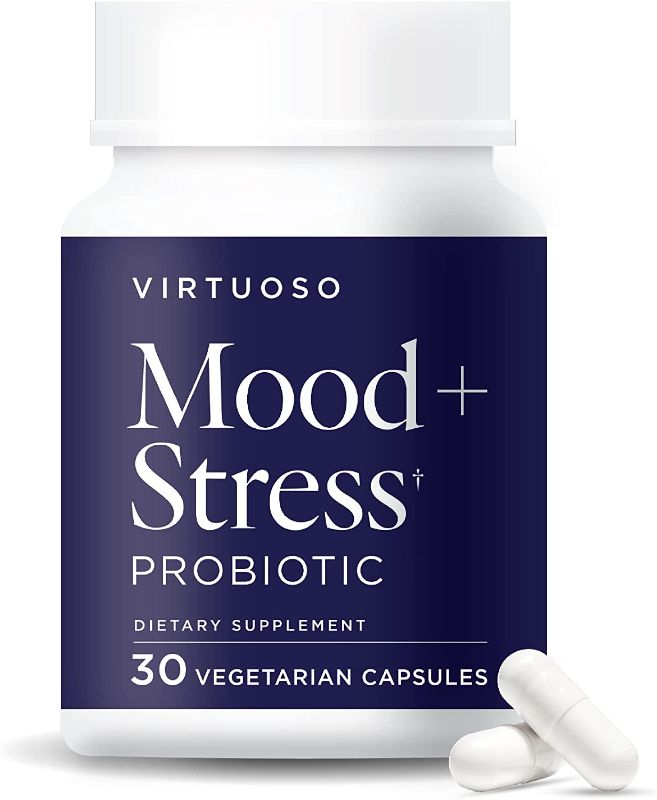 Photo 1 of Virtuoso Mood Stress Probiotic to Support Everyday Stress and Positive Mood Balance Mood Probiotics for Women and Men Bifidobacterium Lactobacillus 30 Capsules 30 Count (Pack of 1) EXP 10/23 FACTORY SEALED