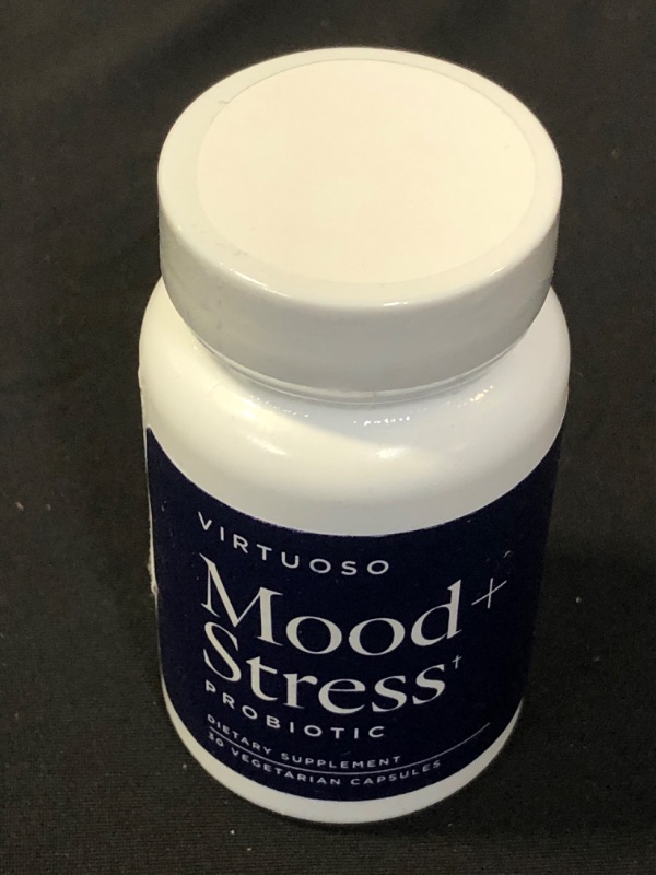 Photo 1 of Virtuoso Mood Stress Probiotic to Support Everyday Stress and Positive Mood Balance Mood Probiotics for Women and Men Bifidobacterium Lactobacillus 30 Capsules 30 Count (Pack of 1) EXP 10/23 FACTORY SEALED
