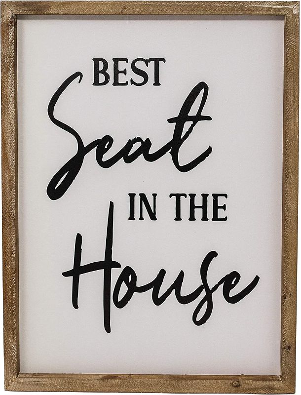 Photo 1 of Cam n Honey Funny Rustic Wooden Bathroom Sign | Best Seat in The House Farmhouse Home Decor (white) | 12x16 inches | Wood Framed Wall Hanging Quote Sign | Farmhouse Wall Decor Signs for Bathroom