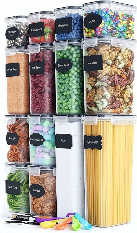 Photo 1 of Airtight Food Storage Containers with Lids for Kitchen Organization 14 PC - Plastic Kitchen Storage Containers for Pantry Organization and Storage - Cereal, Rice, Pasta, Flour and Sugar Containers
