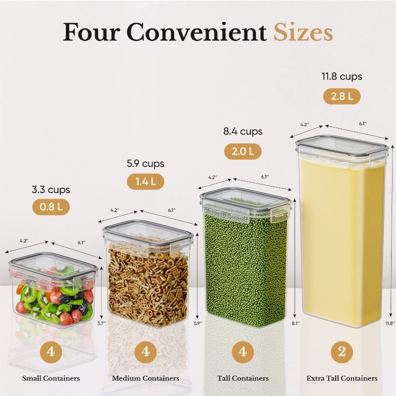 Photo 2 of Airtight Food Storage Containers with Lids for Kitchen Organization 14 PC - Plastic Kitchen Storage Containers for Pantry Organization and Storage - Cereal, Rice, Pasta, Flour and Sugar Containers
