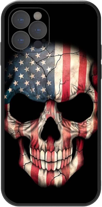 Photo 1 of Compatible with iPhone 13 Pro Max Case American Flag Case for Men Boy,USA American Flag Skull Skeleton Cool Case for iPhone 13 Pro Max,Soft Silicone Trendy Graphic Design Case American Flag Skull
