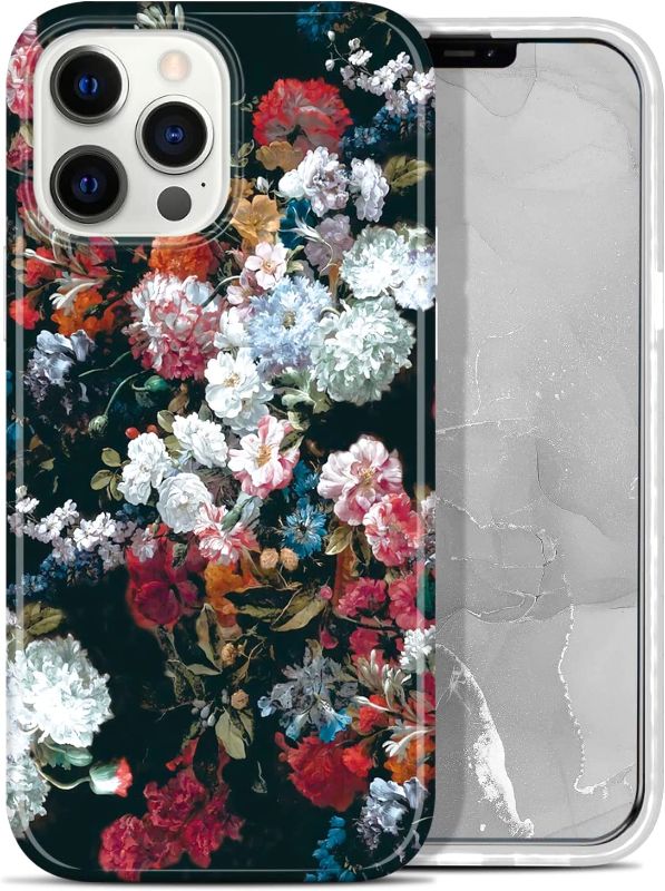 Photo 1 of LANYOS Compatible with iPhone 13 Pro (6.1 inch) Case, Ultra-Thin Gold Sparkle Glitter Flower Pattern Soft & Flexible Silicone Shockproof TPU Bumper Protective Cover (Watercolor Flower)
