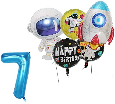 Photo 2 of 10Pcs Rocket Balloons Party Supplies Spaceman Mylar Balloon for Birthday Balloon Bouquet Decorations, Outer Space Theme, Baby Shower, Home Office Decor, Birthday Backdrop (6th and7th) 
