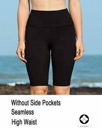 Photo 1 of AJISAI Women's 8.5 inches Pro Compression Yoga Running Workout Biker Shorts with Side Pockets MEDIUM US 8