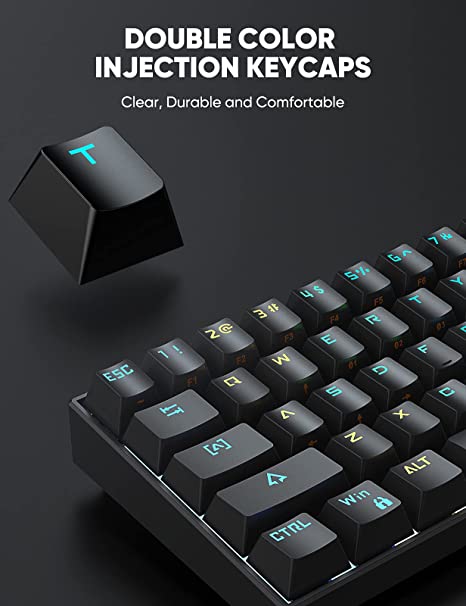 Photo 1 of hiwings Mechanical Gaming Keyboard 60%, Wireless/Wired Bluetooth Mechanical Keyboard with RGB Backlit/Full Anti-ghosting 61Keys Compact Mini Keyboard (Blue Switch)