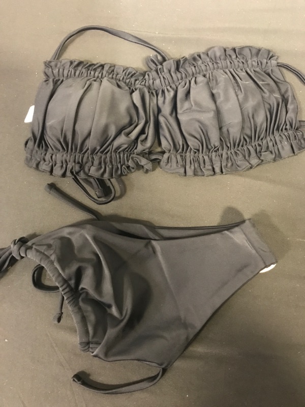 Photo 2 of  BLACK Windinny Women's Tie Knot Swimsuits Sexy Ruffle Strapless Bikini Sets Brazilian Two Piece Bathing Suits WOMENS L