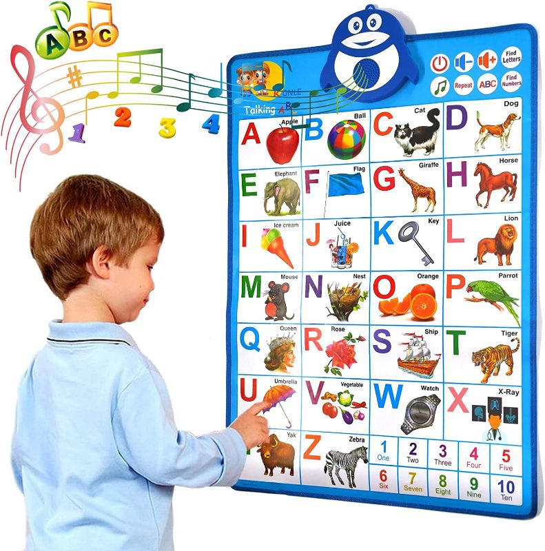 Photo 1 of Electronic Alphabet Poster, Talking Interactive Alphabet Wall Chart, ABC & 123s & Words & Music Talking Poster, Perfect Educational Toys for Toddler, Best Learning Toy for Boys & Girls
