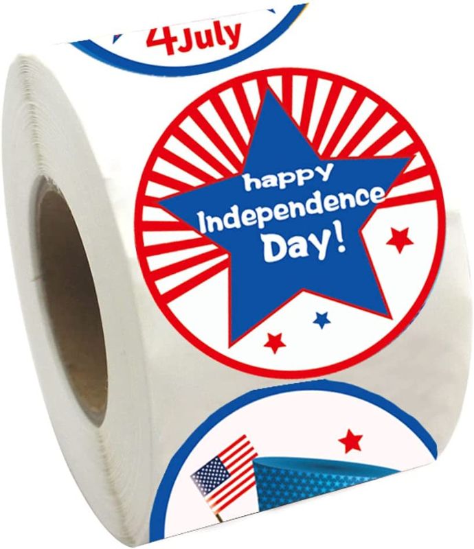 Photo 1 of 1 Roll of 500pcs 8 Style American Independence Sticker Patriotic Sticker Adhesive Labels Decals USA Star Flag Decals for Independence Day Sticker Home Patriotic Party Scrapbook Decorations
