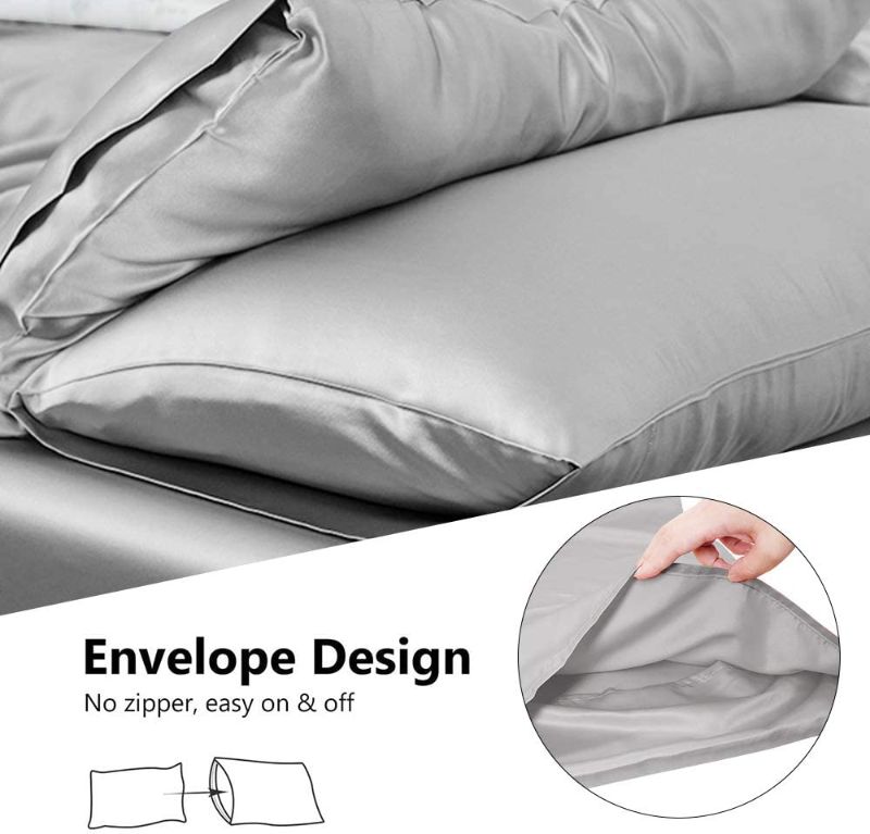 Photo 1 of Adubor Satin Silk Pillowcase 2 Pack Silky Satin Pillow Cases for Hair and Skin, Anti-WrinkleAnti-Wrinkle, Super Soft and Luxury Pillow Cases Covers with Envelope Closure (Queen: 20''x30'', Dark Gray)
