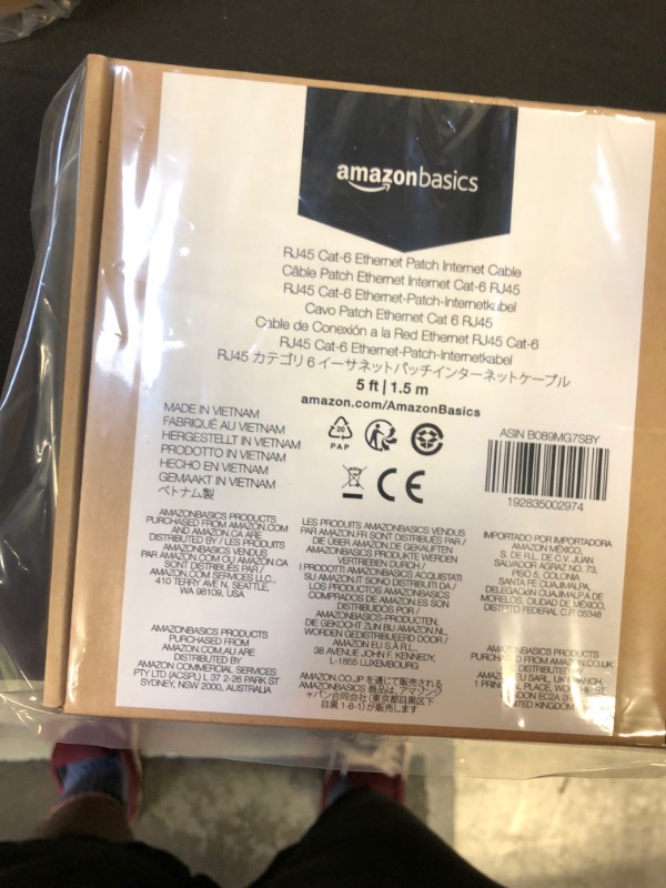 Photo 1 of Amazon Basics RJ45 Cat-6 Gigabit Ethernet Patch Internet Cable - 5 Foot
