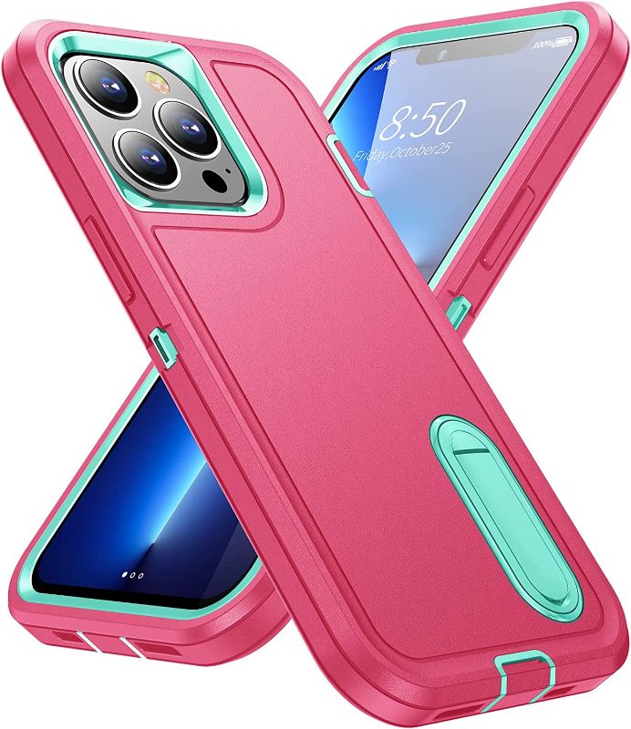 Photo 1 of THMEIRA iPhone 12 Pro Max Case with Stand, Heavy Duty Protection 360 Full Body Shockproof Case for iPhone 12 Pro Max with Tempered Glass Screen Protector, Pink
