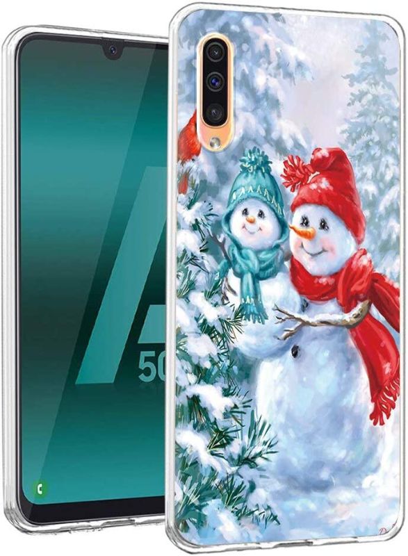 Photo 1 of Eouine Samsung Galaxy A50 Case, Phone Case Transparent Clear with Pattern Elk Snowflake Shockproof Soft TPU Silicone Cover Skin for Samsung Galaxy A50 Smartphone (Snowman)
