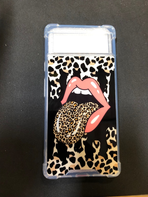 Photo 2 of ZIYE Compatible Google Pixel 6 Case Leopard Lip for Women Girls, Durable PC Back/Clear Soft TPU Bumper,Reinforced Corners Shockproof Protective Phone Case for Google Pixel 6 2021
