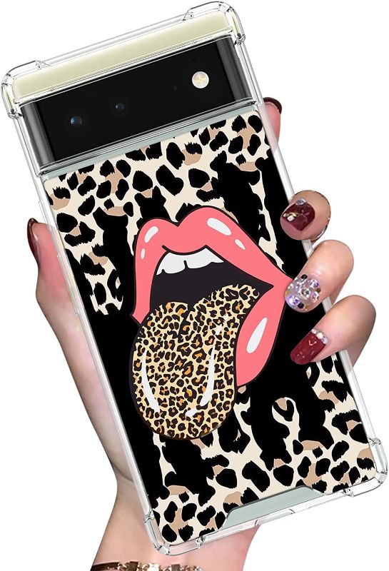 Photo 1 of ZIYE Compatible Google Pixel 6 Case Leopard Lip for Women Girls, Durable PC Back/Clear Soft TPU Bumper,Reinforced Corners Shockproof Protective Phone Case for Google Pixel 6 2021
