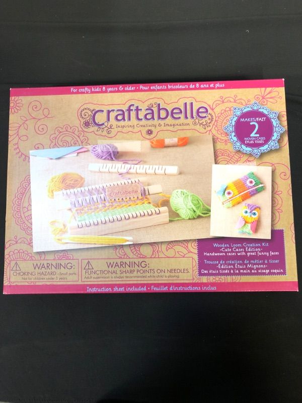 Photo 2 of Craftabelle – Wooden Loom Creation Kit – Beginner Knitting Loom Kit – 19pc Weaving Set with Yarn and Frame – DIY Craft Kits for Kids Aged 8 Years +