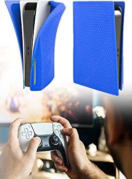 Photo 1 of PS5 Silicone Skin Cover For Playstation 5 Disc Edition Anti-Scratch Anti-Fall Waterproof Protector Case For Sony Playstation 5 Disk Edition (Blue)