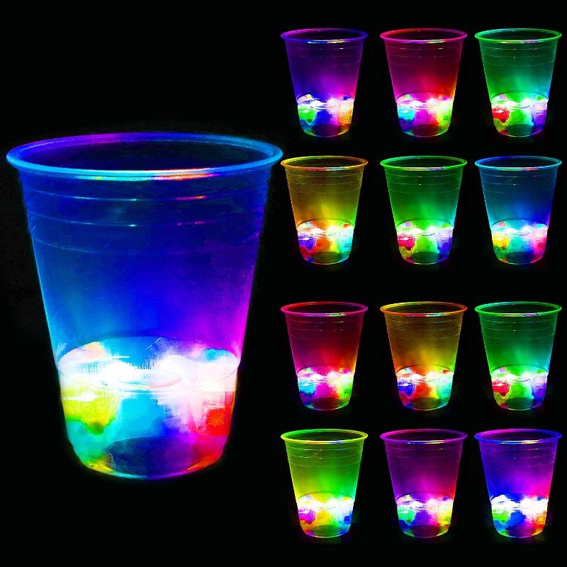 Photo 1 of 16oz Glowing Party Cups for Indoor Outdoor Party Event Fun, Pack with Flashing color Bright Glow-In-The-Dark Colors for House Parties Birthdays Concerts Weddings BBQ Beach DJ Holidays
