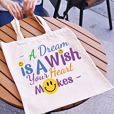 Photo 1 of DILSUE Smiley Face Canvas Tote Bag with Inner Zipper Pocket Aesthetic Cute Tote Bags Inspirational Gifts for Women
