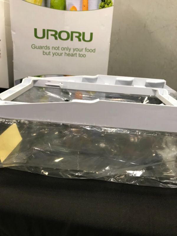 Photo 1 of URORU Fridge Drawer Organizer, Unique Design Pull Out Bins, Fridge Holder Storage Box, Fit for Refrigerator with Shelf Under 0.6", Clear Acrylic Handle Storage Box For Eggs, Meat, Cheese & Vegetable