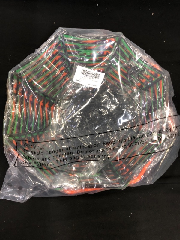 Photo 2 of 4 Pieces Spider Web Plastic Basket Halloween Candy Basket Bowl Green Purple Black Orange Spider Treat Bowls and 60 Pieces Plastic Spiders for Halloween Party Supplies
