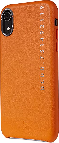 Photo 1 of DECODED Back Cover for iPhone XR, Full-Grain Leather + Brushed Metal Buttons + Shock Proof, Design Case - (Orange)
