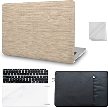 Photo 1 of KECC Compatible with MacBook Pro 13'' Case 2020-2022 Touch Bar M2 A2338 M1 A2289 A2251 ltalian Leather Hard Shell + Keyboard Cover + Sleeve + Screen Protector + Dust Cloth (Wood Leather 5)
