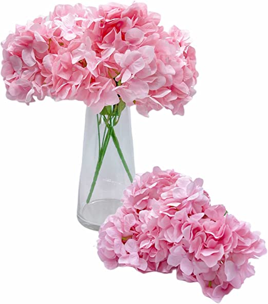Photo 1 of 17.5" Pink Hydrangea Artificial Flowers with Stems, Passionforest Faux Pink Flowers for Spring Decoration,5 Branches
