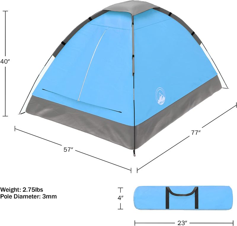 Photo 1 of 2-Person Camping Tent – Includes Rain Fly and Carrying Bag – Lightweight Outdoor Tent for Backpacking, Hiking, or Beach by Wakeman Outdoors
