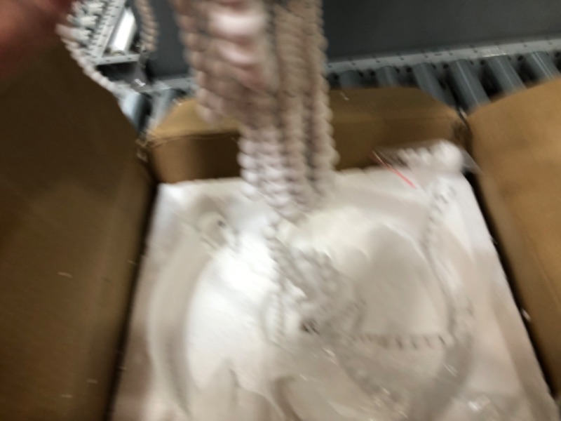 Photo 1 of ALICE HOUSE 14.1" Flush Mount Light, White Wood Bead Chandelier, 2 Light Ceiling Light for Bedroom, Hallway, Foyer, ETL Listed, AL9031-S2
