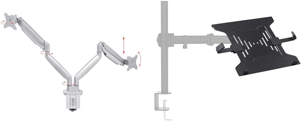 Photo 1 of **PARTS ONLY**
Monoprice Dual Arm Adjustable Gas Spring Desk Mount - Silver & Laptop Holder Attachment for LCD Desk Mounts - Black, Ideal for Work, Home, Office Laptops
