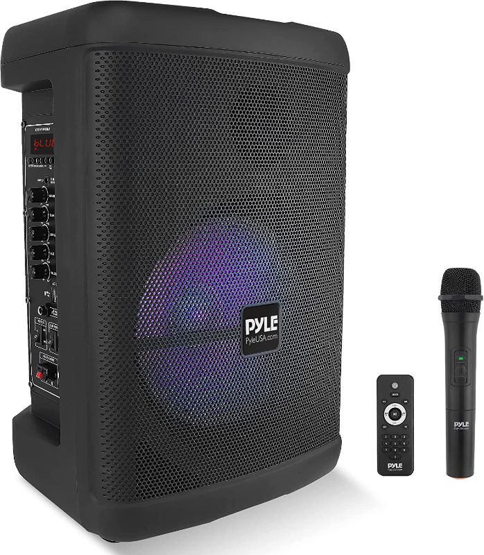 Photo 1 of Pyle Portable Bluetooth PA Speaker - 500W 15” Rechargeable Outdoor BT Karaoke Audio System - TWS, Party Lights, LED Display, FM/AUX/MP3/USB/SD, 6.5mm in, Carry Handle - Wireless Mic, Remote Control
