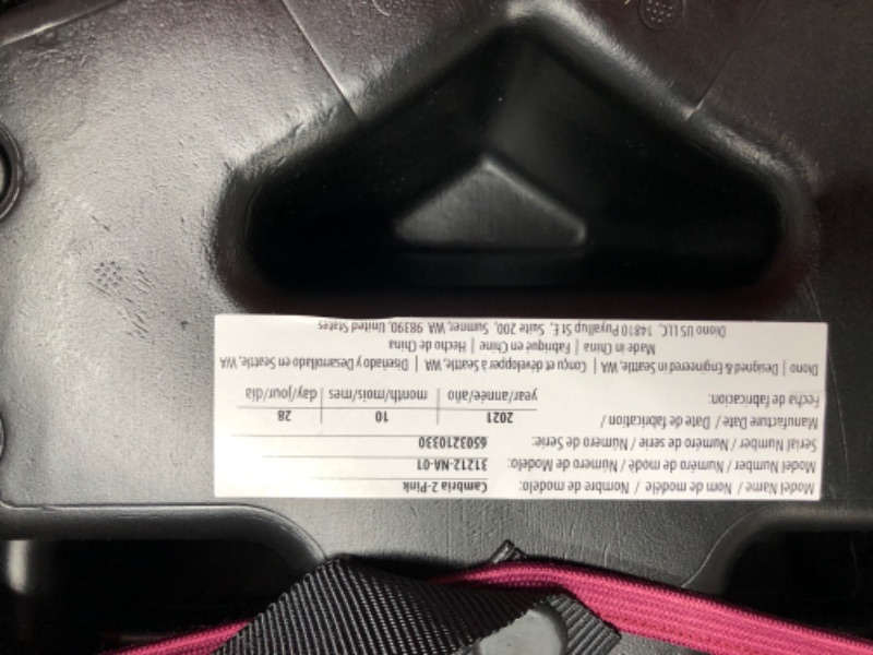 Photo 3 of Diono Cambria 2 XL, Dual Latch Connectors, 2-in-1 Belt Positioning Booster Seat, High-Back to Backless Booster with Space and Room to Grow, 8 Years 1 Booster Seat, Pink
