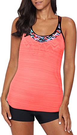 Photo 1 of Aleumdr Womens Blouson Striped Printed Strappy T-Back Push up Tankini Top with Shorts Size M
