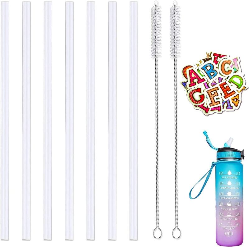 Photo 1 of 7 PCS Replacement Straws for 32oz /1000 ML Giotto Water Bottles with Time Marker , BPA Free Plastic Straws Fit Most Brands of 32 oz Motivational Water Flask, Clear Straight Straw
