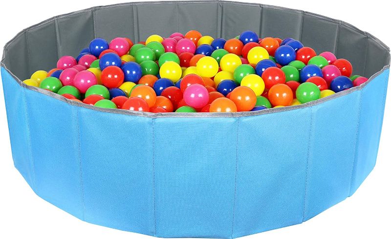 Photo 1 of Click N' Play Ball Pit for Toddlers and Kids, Holds Over 400 Balls, Soft, Foldable and a Reusable Storage Bag is Included, Great as a Play Pool for a Dog, for Indoor or Outdoor Use, Blue
