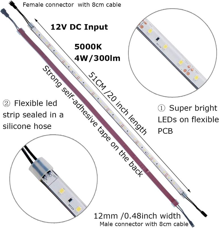 Photo 1 of Litever Under Cabinet Light Power Adapter, 24W,1800 Lumen, Daylight 5000K (6-Strip-5000K)