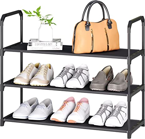 Photo 1 of SHELAKET 3-Tiers Stackable Shoe Rack, Expandable & Adjustable Waterproof Fabric Shoe Shelf Storage Organizer For Closet Bedroom Entryway (WHITE
